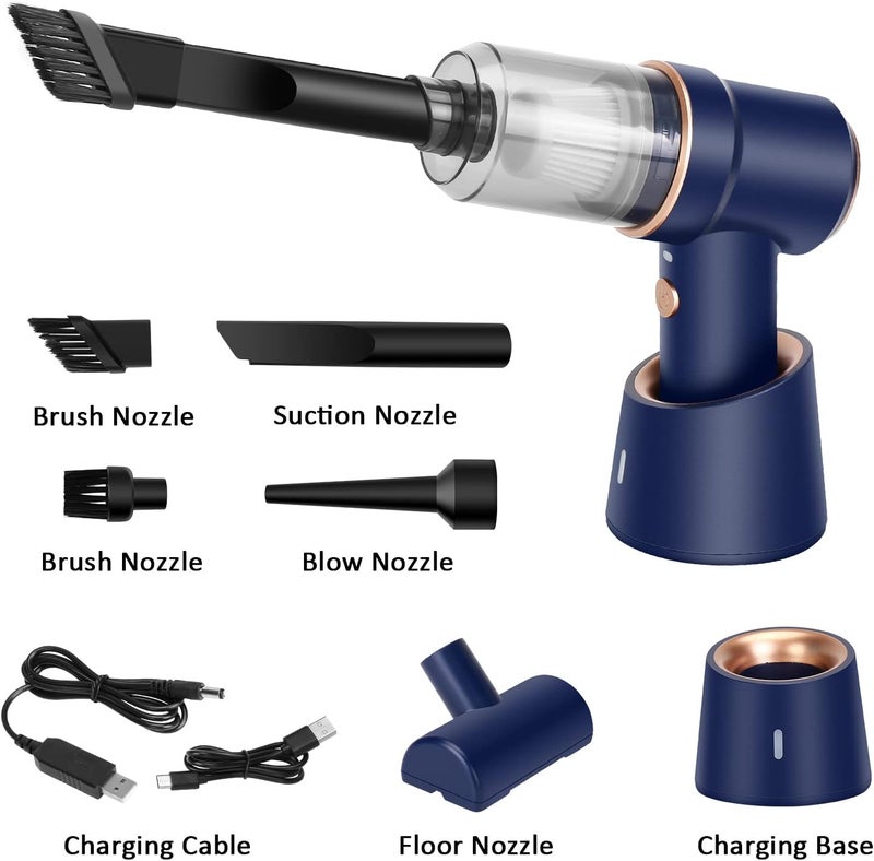 Honlibey 8Kpa Mini Handheld Vacuum Cleaner, 120W High Power Cordless Keyboard Vacuum, 2-in-1 Desk Vacuum & Air Duster with LED Light & Multi-Nozzles for Car, Computer, Sewing Machine - Image 2